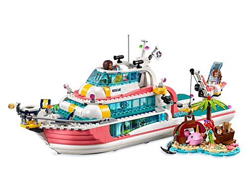 LEGO Friends - Barco de Rescate Nuevo juguete de construcción de Aventuras Acuáticas, incluye Tres Personajes y Varios Animales Marinos (41381)