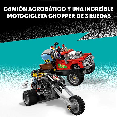 LEGO - Hidden Side Camión Acrobático de El Fuego Juguete de construcción con realidad aumentada, incluye coche todoterreno y motocicleta, Novedad 2019 (70421)