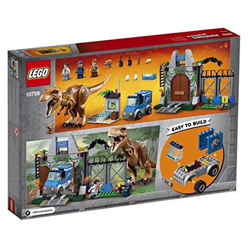 LEGO Juniors - Fuga del T Rex, Set de Construcción de Juguete de Dinosaurio con Muñeco del Tiranosaurio y Minifiguras para Niños y Niñas (10758)