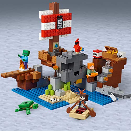 LEGO Minecraft - La Aventura del Barco Pirata, juguete de construcción y aventuras en el mar (21152)