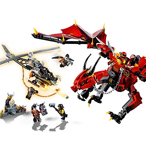 LEGO Ninjago - Llama del destino, set de construcción a partir de 9 años, incluye dragón rojo, un helicóptero y varios ninjas de juguete para recrear aventuras (70653)