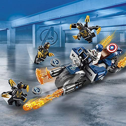 LEGO Super Heroes - Capitán América: Ataque de los Outriders, Juguete de Construcción, Moto con Lanzallamas del Primer Vengador (76123)