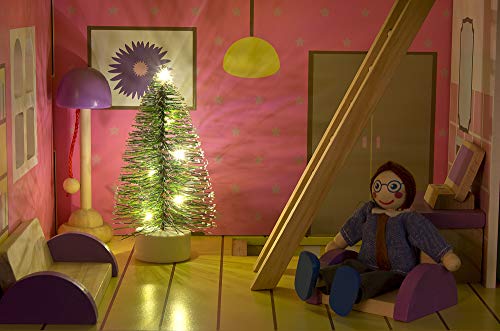 Leomark Dream House Casa de Muñecas de Madera con muñecas - Color Rosa - Villa (60 cm - altura), Equipo Completo, Excelente Calidad, Accesorios adicionales + LED + control remoto