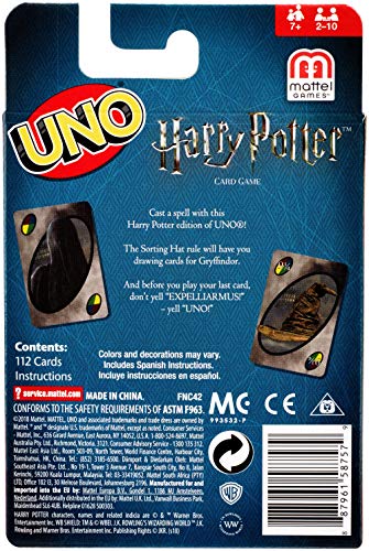 Mattel Games UNO Harry Potter Juego de Eliminar Cartas - Juegos de Cartas (7 año(s), Juego de Eliminar Cartas, Harry Potter, Niños y Adultos, Niño/niña, 112 Pieza(s))