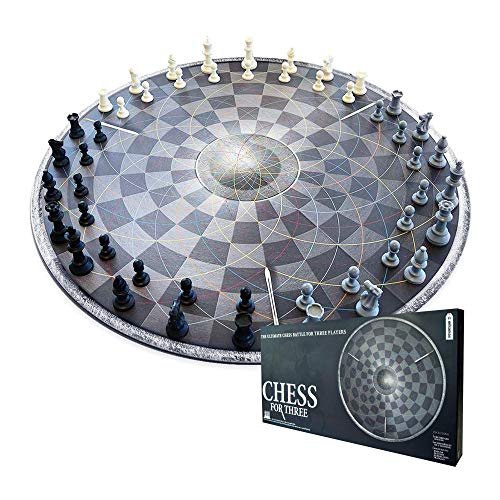 Mikamax - Ajedrez para Tres - Chess for Three - Ajedrez para 3 Personas - Negro y Gris - ø 55cm