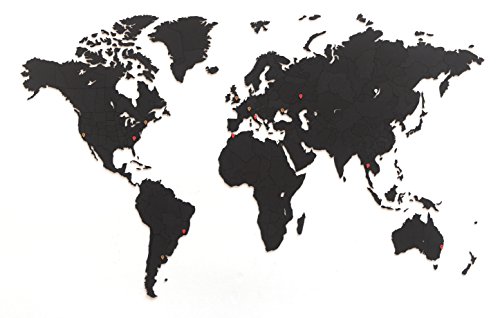 MiMi Innovations - Puzzle de madera de lujo World Map True Puzzle 150 x 90 cm - Negro