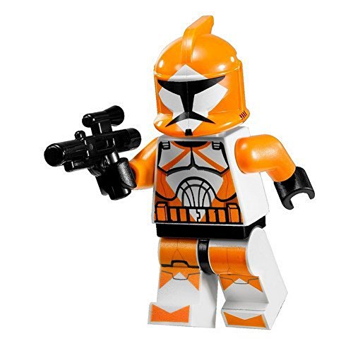 Minifigura Star Wars de Lego - Soldado clon antibombas naranja con rifle bláster (7913)