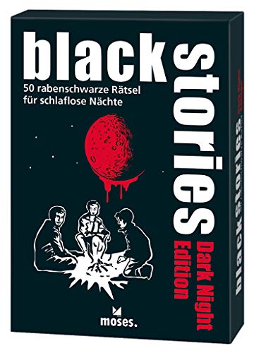 Moses. 109679 Black Stories Dark Night Edition | 50 acertijos. para Noches schlaflose | el Krimi Juego de Cartas, Multicolor
