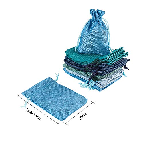 NBEADS Bolso Pequeño con Cordón, Bolsas de Regalo de Tela Azul de 25 Pieza 5 Colores para Fiesta Y Boda, 14x10 cm