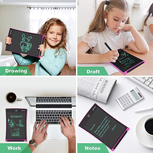 NEWYES 8,5" Tableta de Escritura LCD | Tablet para niños | Ideal como Pizarra Digital para Aprender a Leer y Escribir | Juguete Educativo (Rosa)