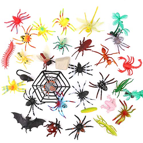 OOTSR 32 Piezas Insectos de plástico Bichos Figuras variadas realistas Juguetes de Insectos realistas Hechos PVC Calidad para niños Fiesta de cumpleaños temática de Insectos educativos y favores