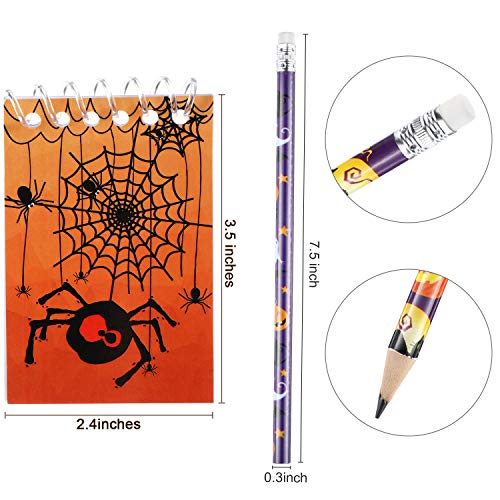 Outus 40 Piezas Cuaderno de Espiral Cuadernos de Halloween Calabaza Spiderweb Bat Vampire Lápices de Halloween para Regalo de Fiesta de Truco o Trato para Niños