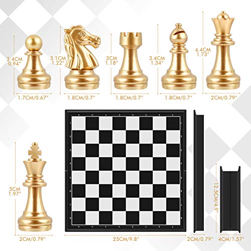 Peradix ajedrez magnetico Plegable,Juegos de Mesa Tablero de Ajedrez con Caja Set Ajedrez Ajedrez de Oro y Plata Juego De Tablero Juguetes Regalo para niños y Adultos (25cm*25cm)