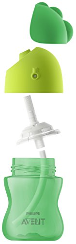 Philips Avent SCF798/01 - Vaso con pajita flexible, 300 ml, 12 m+, válvula antigoteo, piezas compatibles Philips Avent, color verde