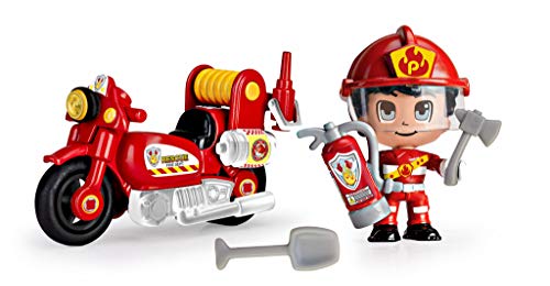 Pinypon Action- Moto de bombero con 1 figura, para niños y niñas a partir de 4 a 8 años, (Famosa 700015636)