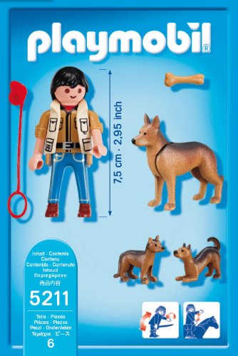 PLAYMOBIL Coleccionables Perros -  Pastor alemán con Cachorros , Juguete Educativo, 10 x 5 x 15 cm, (5211)
