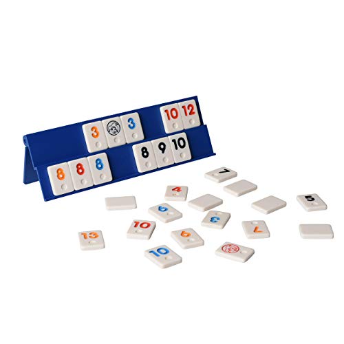 Point Games Mini Travel Rummy con 106 fichas y cuatro racks de juego exclusivos de 2 niveles en una bolsa de viaje súper duradera, color blue & white (2042) , color/modelo surtido