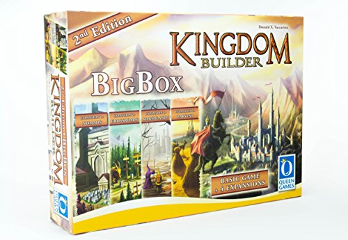 Queen Games Juego de Estrategia Kingdom Builder 10363, Caja Grande, Segunda edición, Juego básico con Todas Las expansiones y Queenies