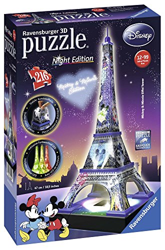 Ravensburger- Puzzle 3DTorre Eiffel Night Disney 216 Piezas (12520)