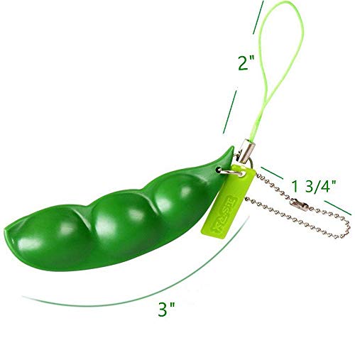 Rmeet Squishy Bean,3 Pack Porte-clé de Soja Squeeze-a-Bean para Niños Adluts Kawaii Squishy Fidget Toys para Reducir Ansiedad y Estrés