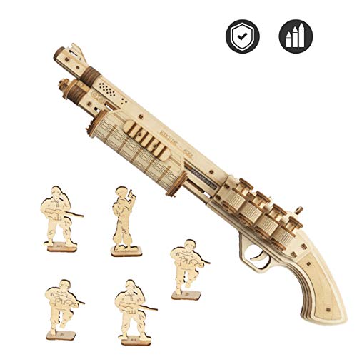 ROKR Puzzle de Madera 3D | Kit de Montaje de Pistola | Monta tu Pistola Que Dispara Gomas para Niños y Adultos (Terminator M870)