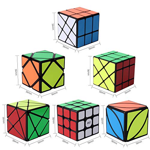 ROXENDA Cubos de Velocidad, [Paquete de 6] Speed Cube Set - Skew Axis Windmill Fisher Ivy 3x3x3 Speed Cube Smooth Magic Cubes Colección de Rompecabezas