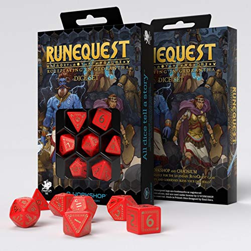 RuneQuest Dice Set Red & Gold (7) Workshop Board Games Accessories