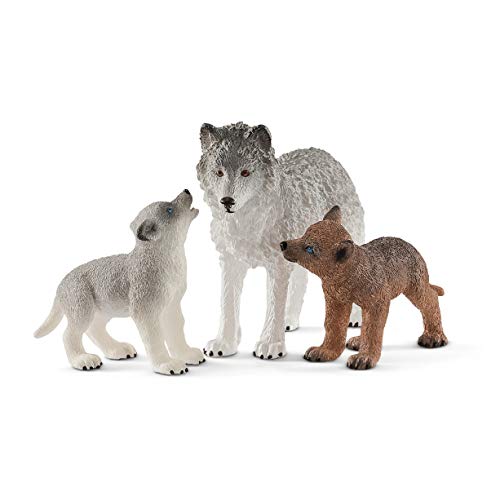 Schleich- Set de Figuras Cachorros, Colección Wild Life, Loba Gris + Lobezno marrón (42472)