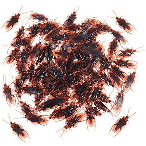 SIMUER 100 Piezas Cucarachas de Broma Falsas Juguete Truco se Ven Insectos Miedo Realistas Novedad Cucaracha Goma Decoración Puntales