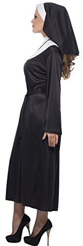 Smiffys-20423L Disfraz de Monja, con Vestido y Velo, Color Negro, L-EU Tamaño 44-46 (Smiffy'S 20423L)