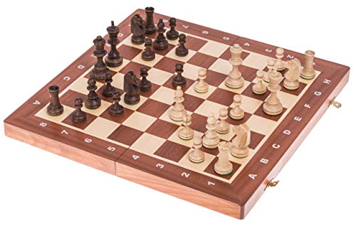 Square - Ajedrez de Madera Nº 4 - Caoba - Tablero de ajedrez + Staunton 4