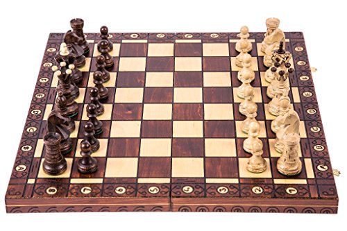SQUARE GAME Ajedrez de Madera - AMBASADOR Lux - 52 x 52 cm - Piezas de ajedrez & Tablero de ajedrez