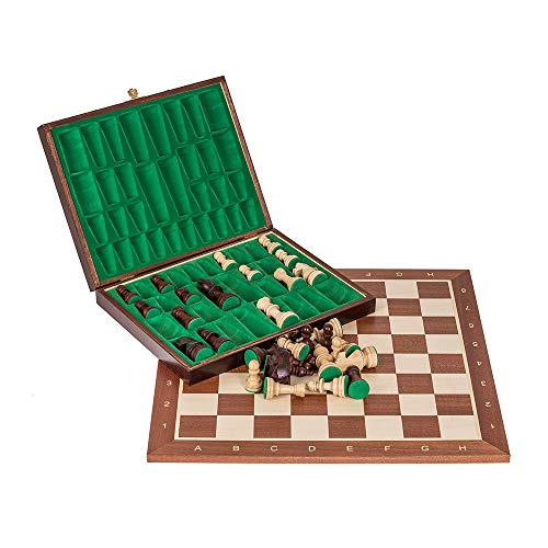 Square - Profesional Ajedrez de Madera Nº 5 - Caoba Lux - Tablero de ajedrez + Figuras - Staunton 5