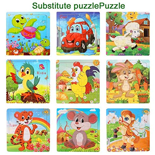 StillCool Puzzles de Madera 9 Piezas, Animales Rompecabezas de Madera Coloridos para Niños Pequeños Aprendizaje Rompecabezas Educativos Juguetes para Niños y Niñas 3-5 Años de Edad (6 Puzzles)