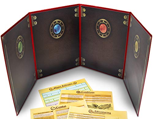 Stratagem The Master's Tome 4-Panel Customizable GM Screen with Free Inserts – Dry Erase, Dungeon & Game Master Accessory for Tabletop RPG Campaigns (Red)