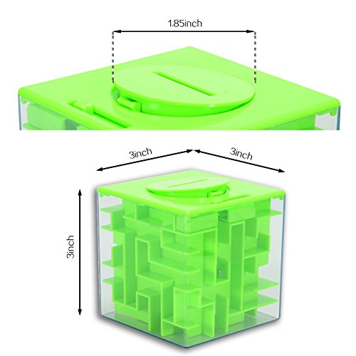 ThinkMax Money Maze, Put Cash Inside Puzzle Storage Box, Gran Regalo para niños y niños (Verde)