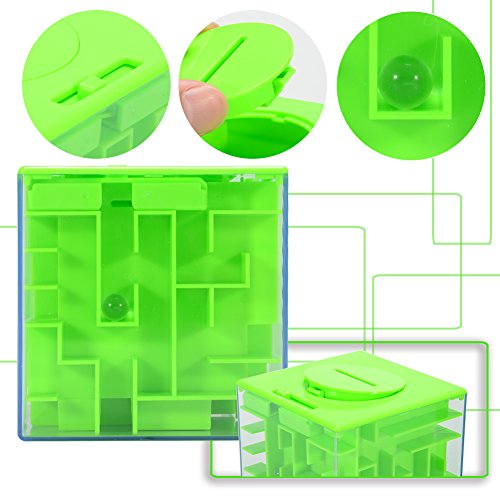 ThinkMax Money Maze, Put Cash Inside Puzzle Storage Box, Gran Regalo para niños y niños (Verde)