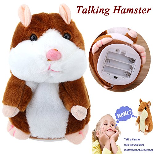 TOYMYTOY Juguete hámster de hablando Repite lo Que Dices Hamster Interactivo Peluche Habla juguete para regalo de niños, pilas no incluidas (Marrón claro)