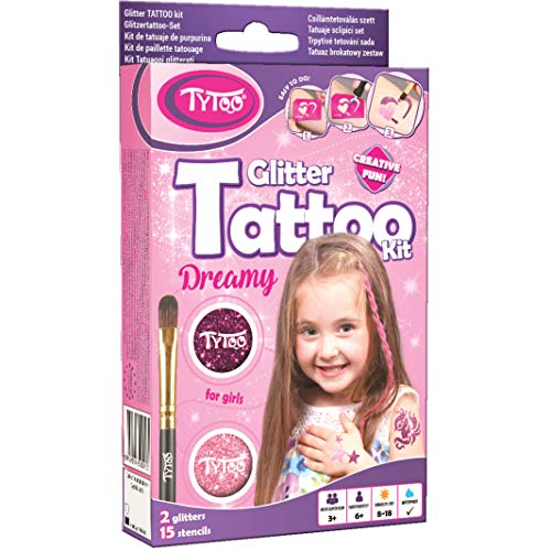 Tytoo Kit de Tatuaje de Purpurina para Chicas con 15 Plantillas, Uso Seguro, duración de 8-18 días
