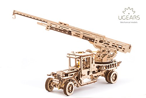 UGEARS Camión de Bomberos 3D Puzzle de Madera Kit de Construcción Sin Pegamento para Niños y Adultos
