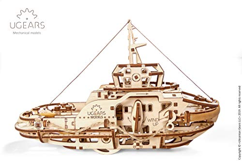 UGEARS Kit de Puzzle 3D de Madera Maqueta Mecánica de Remolcador | Manualidades Rompecabezas para Adultos | Juguete de Aprendizaje Puzle DIY para Niños | Set de Construcción de Madera Kit de Puzle 3D