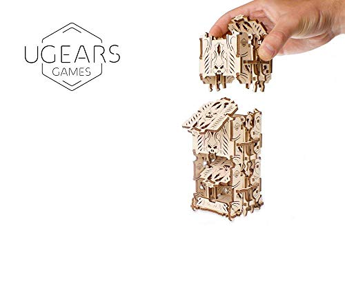 UGEARS Modelo Mecánico Puzzle 3D - Torre de Dados Modular de Madera - Dice Tower - 4 Copas de Dados Maquetas para Construir Adultos para Juegos de Mesa Juego de Cartas Rompecabezas Adultos