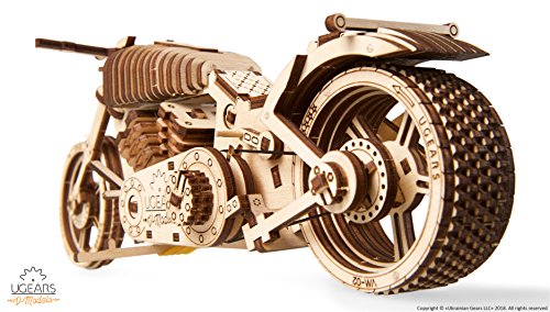 UGEARS Motocicleta VM-02 - Maqueta de Moto Mecánica - Puzzle 3D Madera - Para Motoristas