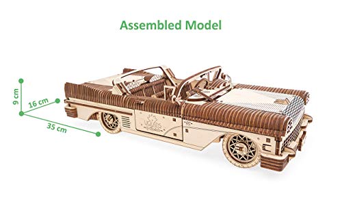 UGEARS - Puzle 3D para Adultos Dream Cabriolet - Maqueta Mecánica de Madera Construcción Rompecabezas para Niños Juguete de Aprendizaje DIY Coche Set de Ensamblaje de Coche Convertible