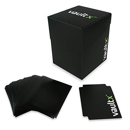 Vault X® Caja Grande de Cartas con 150 Fundas Negras - Tamaño Grande para 100+ Cartas en Fundas - Porta Tarjetas Libre de PVC para TCG (Negro)