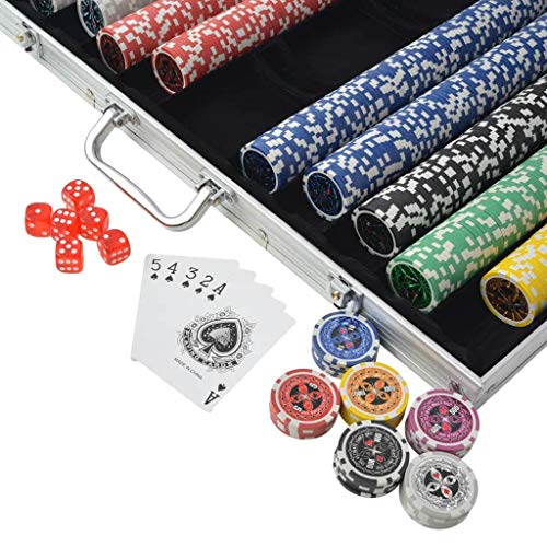 vidaXL Juego de Póker con Maletín y 1000 Fichas Láser Aluminio Set de Póquer