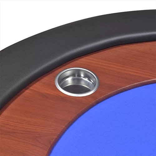 vidaXL Mesa de póker 10 Jugadores con área de Reparto Bandeja fichas de Color Azul