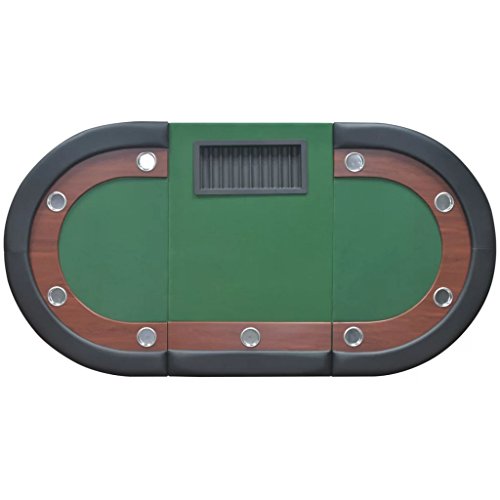vidaXL Mesa de póker 10 Jugadores con área de Reparto Bandeja fichas de Color Verde