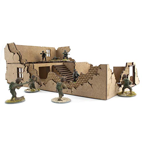 War World Gaming War at World - Casa 1 destruida en DM Escala 28mm - WW1 WW2 Wargame Escenografía Modelismo Diorama Maqueta Juego de Mesa Wargaming Edificio Ruinas Miniaturas