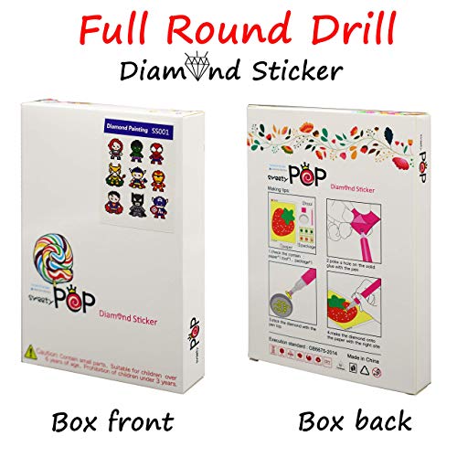 ZKSM 9Pcs Kits de Pintura con Bricolaje de Diamante para niños Kits Dotz de Diamante Pintar por números Diamantes 5D Pegatinas de Rompecabezas de Diamantes (Patrón de héroe) …